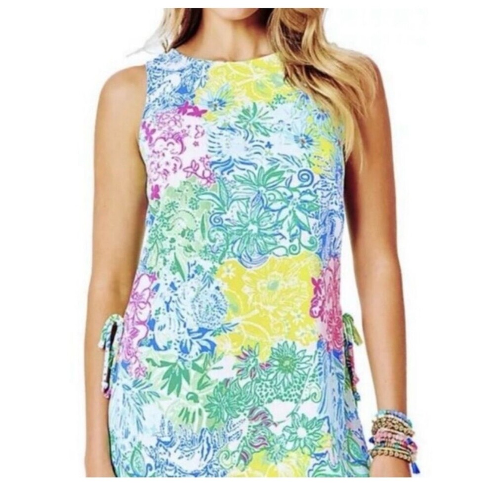 Lilly Pulitzer Donna tunic shirt blouse Bright Floral Sleeveless top women’s SM - Picture 2 of 14